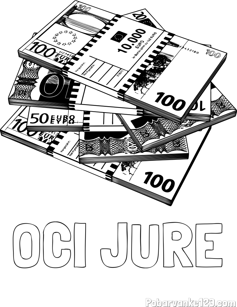 Pobarvanka imena OČI JURE in pobarvanka evrskih bankovcev