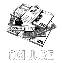 Online izdelana pobarvanka - Pobarvanka imena OČI JURE in pobarvanka evrskih bankovcev