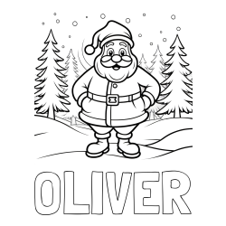 Online izdelana pobarvanka - Pobarvanka imena OLIVER in pobarvanka Božička v gozdu