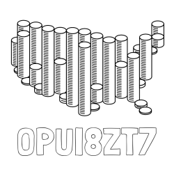 Online izdelana pobarvanka - Pobarvanka imena OPUI8ZT7 in pobarvanka kovancev