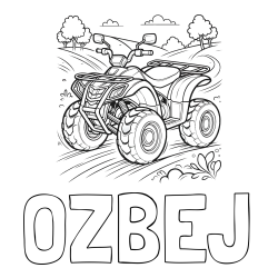 Online izdelana pobarvanka - Pobarvanka imena OŽBEJ in pobarvanka štirikolesnika na cesti