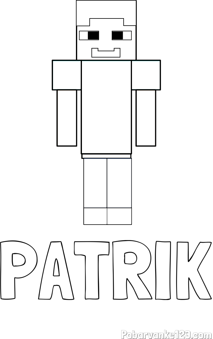 Pobarvanka imena PATRIK in pobarvanka Minecraft glavnega junaka