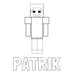 Online izdelana pobarvanka - Pobarvanka imena PATRIK in pobarvanka Minecraft glavnega junaka