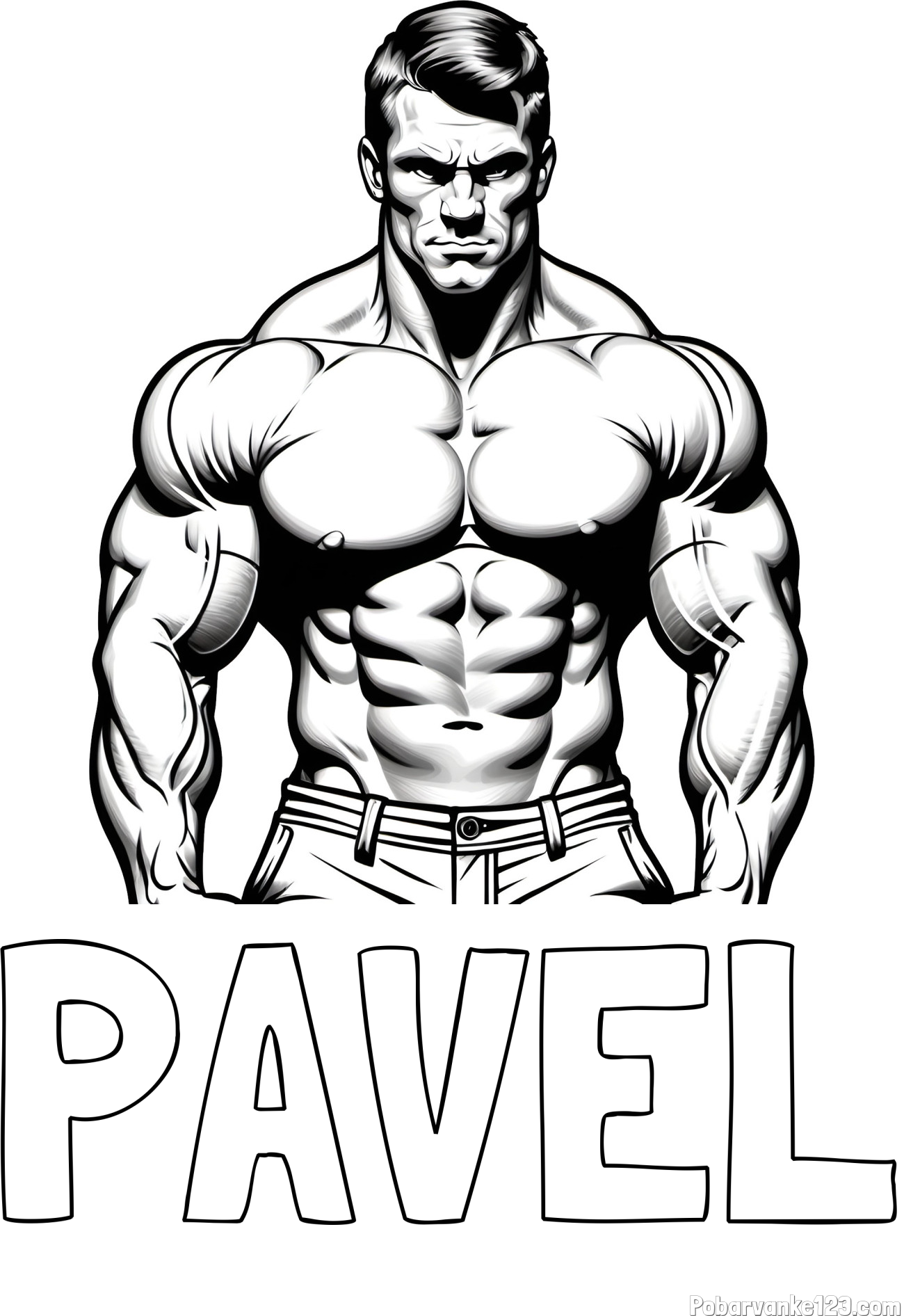 Pobarvanka imena PAVEL in pobarvanka bodybuilder-ja