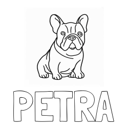 Online izdelana pobarvanka - Pobarvanka imena PETRA in pobarvanka francoskega buldoga