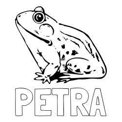 Online izdelana pobarvanka - Pobarvanka imena PETRA in pobarvanka žabe Regice