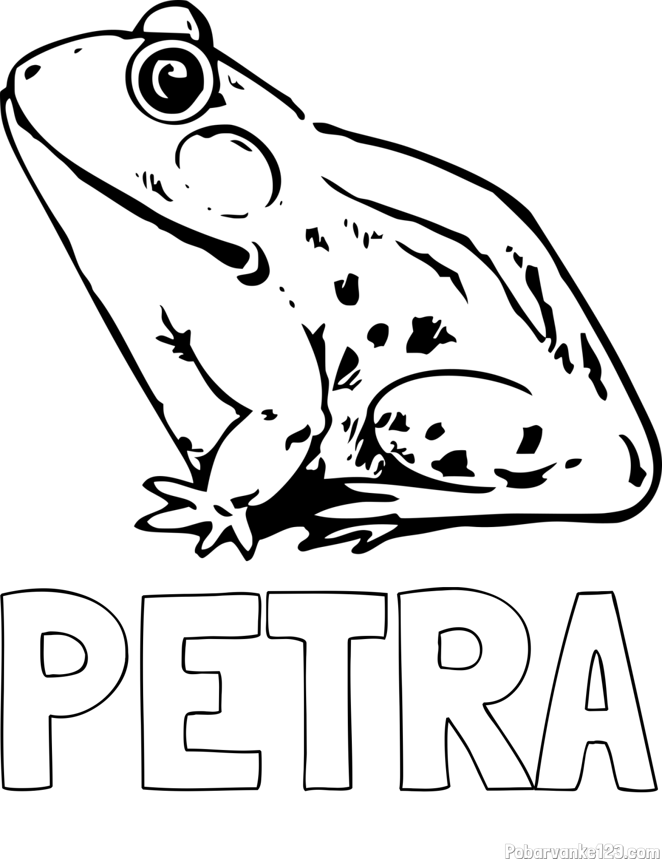 Pobarvanka imena PETRA in pobarvanka žabe Regice