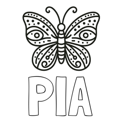 Online izdelana pobarvanka - Pobarvanka imena PIA in preprosta pobarvanka metulja