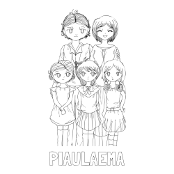 Online izdelana pobarvanka - Pobarvanka imena PIAULAEMA in anime risani junaki