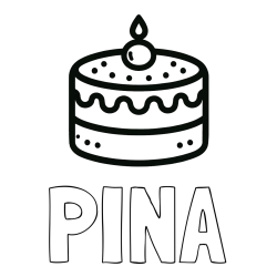 Online izdelana pobarvanka - Pobarvanka imena PINA in otroška pobarvanka majhne torte