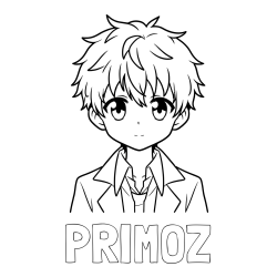 Online izdelana pobarvanka - Pobarvanka imena PRIMOZ in pobarvanka fanta v anime slogu