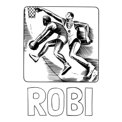 Online izdelana pobarvanka - Pobarvanka imena ROBI in pobarvanka dveh košarkarjev med igro