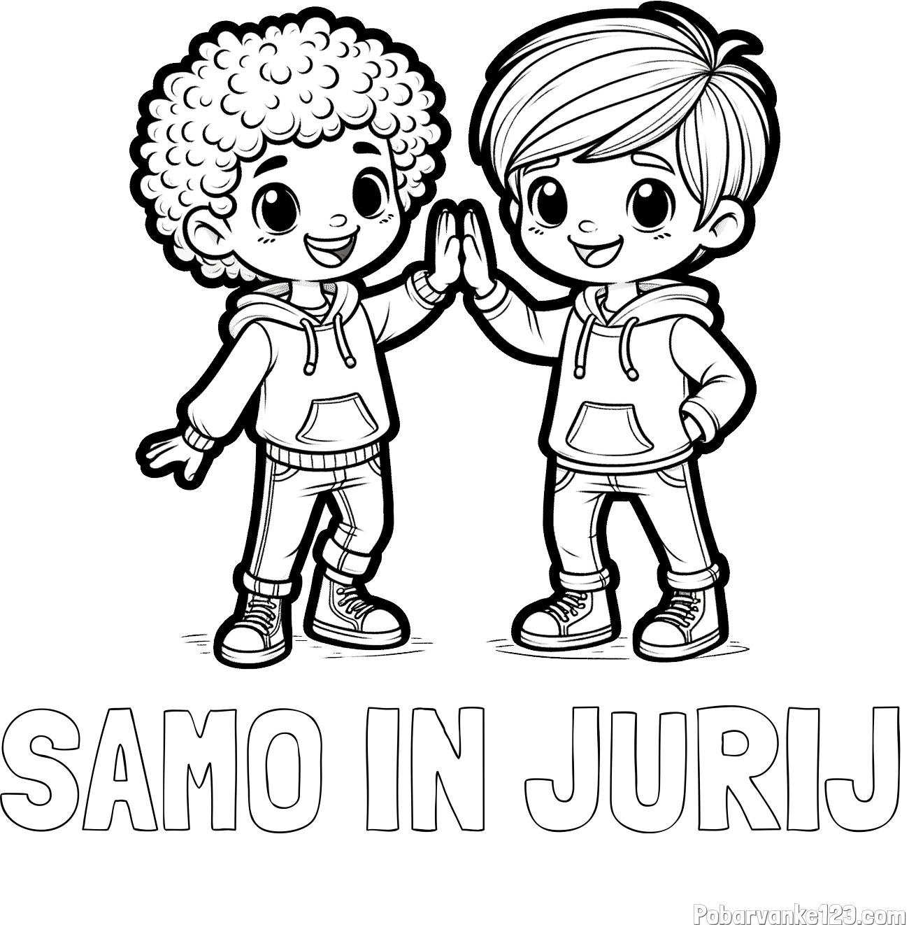Pobarvanka imena SAMO IN JURIJ in pobarvanka dveh nasmejanih prijateljev