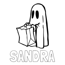 Online izdelana pobarvanka - Pobarvanka imena SANDRA in otroška pobarvanka duhca