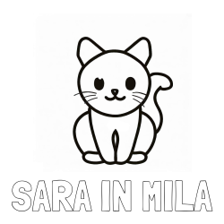 Online izdelana pobarvanka - Pobarvanka imena SARA IN MILA in pobarvanka prikupne mucke