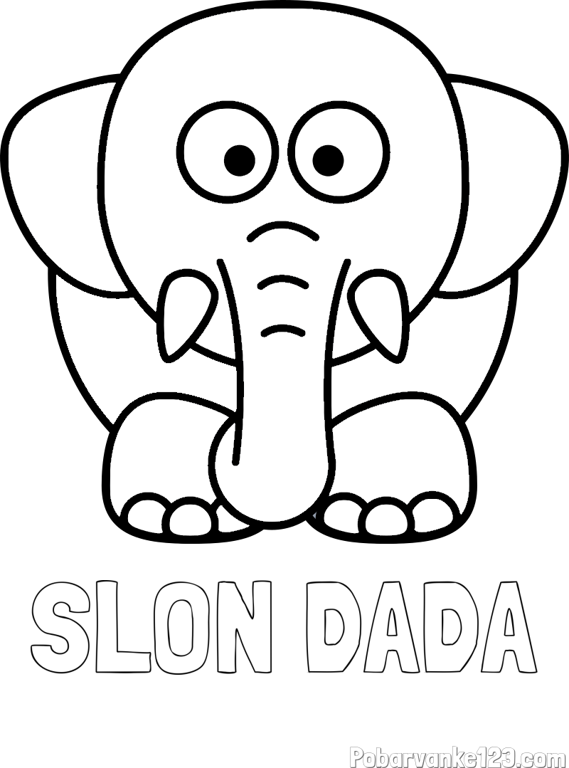 Pobarvanka imena SLON DADA in pobarvanka slona