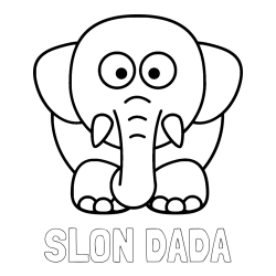 Online izdelana pobarvanka - Pobarvanka imena SLON DADA in pobarvanka slona