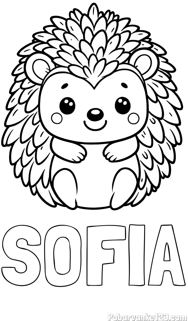 Pobarvanka imena SOFIA in pobarvanka prikupnega ježa