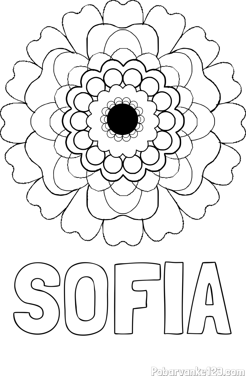 Pobarvanka imena SOFIA in pobarvanka rože