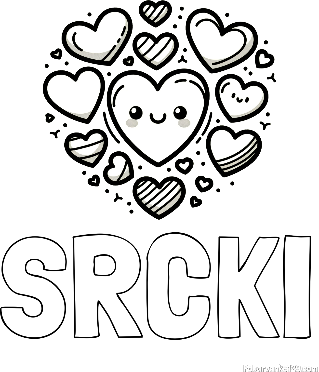Pobarvanka imena SRČKI in pobarvanka srčkov