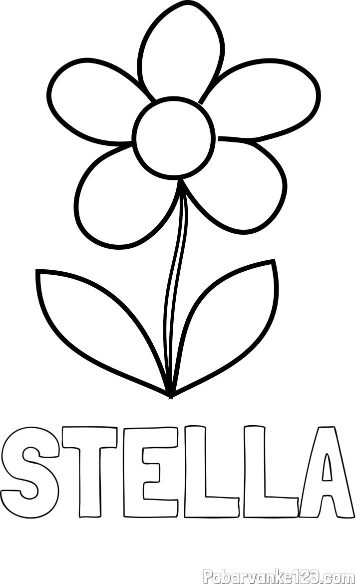 Pobarvanka imena STELLA in pobarvanka lepe cvetlice