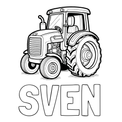 Online izdelana pobarvanka - Pobarvanka imena SVEN in pobarvanka starega, a lepega traktorja