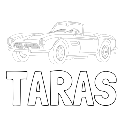 Online izdelana pobarvanka - Pobarvanka imena TARAS in pobarvnaka starega BMW