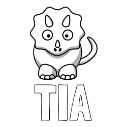 Online izdelana pobarvanka - Pobarvanka imena TIA in pobarvanka dinozavra triceratops