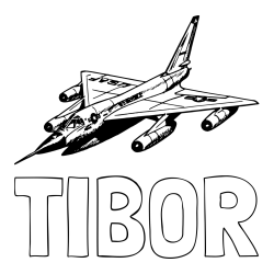 Online izdelana pobarvanka - Pobarvanka imena TIBOR in pobarvanka vojaškega lovca
