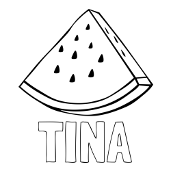 Online izdelana pobarvanka - Pobarvanka imena TINA in pobarvanka lubenice