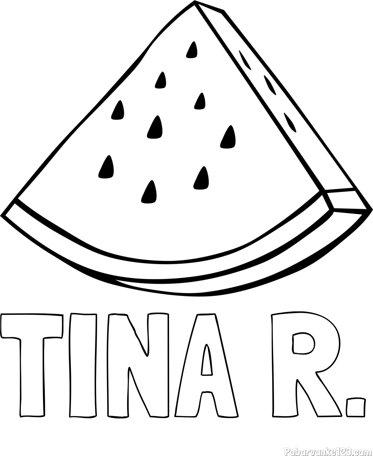 Pobarvanka imena TINA R. in pobarvanka lubenice