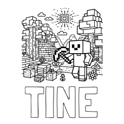 Online izdelana pobarvanka - Pobarvanka imena TINE in pobarvanka Minecraft sveta