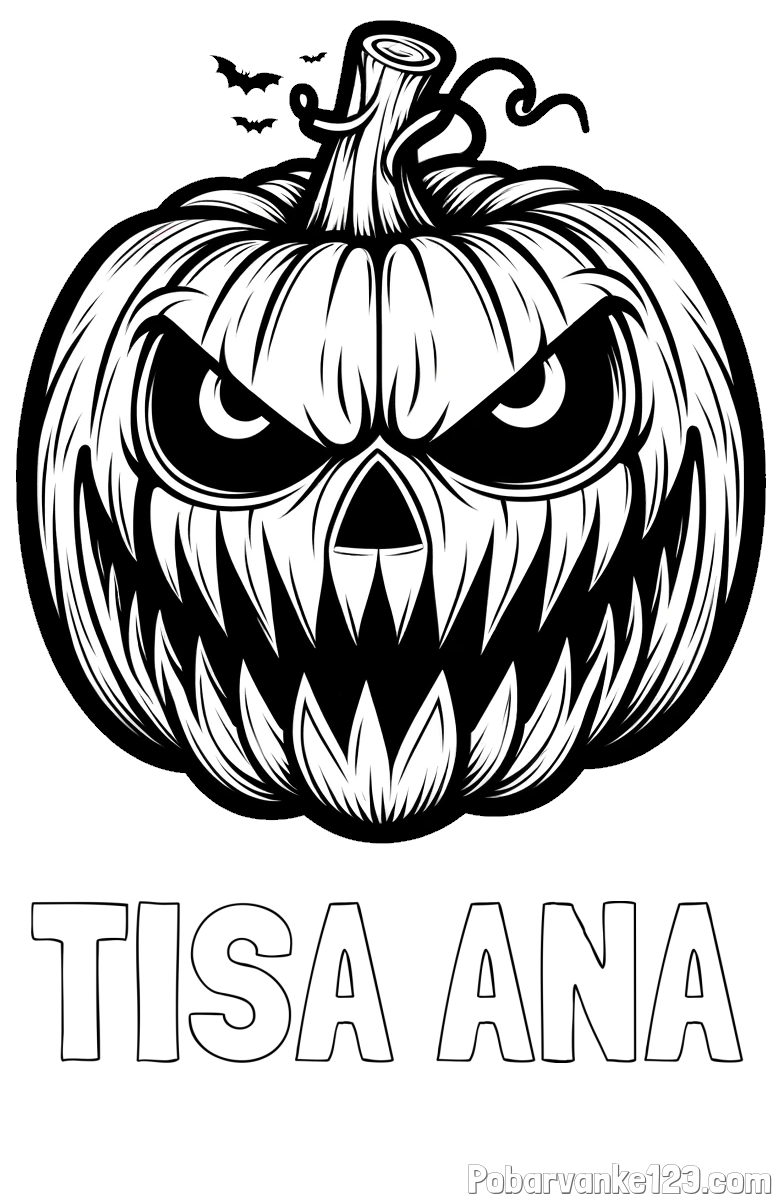 Pobarvanka imena TISA ANA in pobarvanka zlobne buče za noč čarovnic
