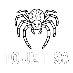 Online izdelana pobarvanka - Pobarvanka imena TO JE TISA in pobarvanka veselega pajka