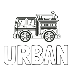 Online izdelana pobarvanka - Pobarvanka imena URBAN in lepa pobarvnak gasilskega avta
