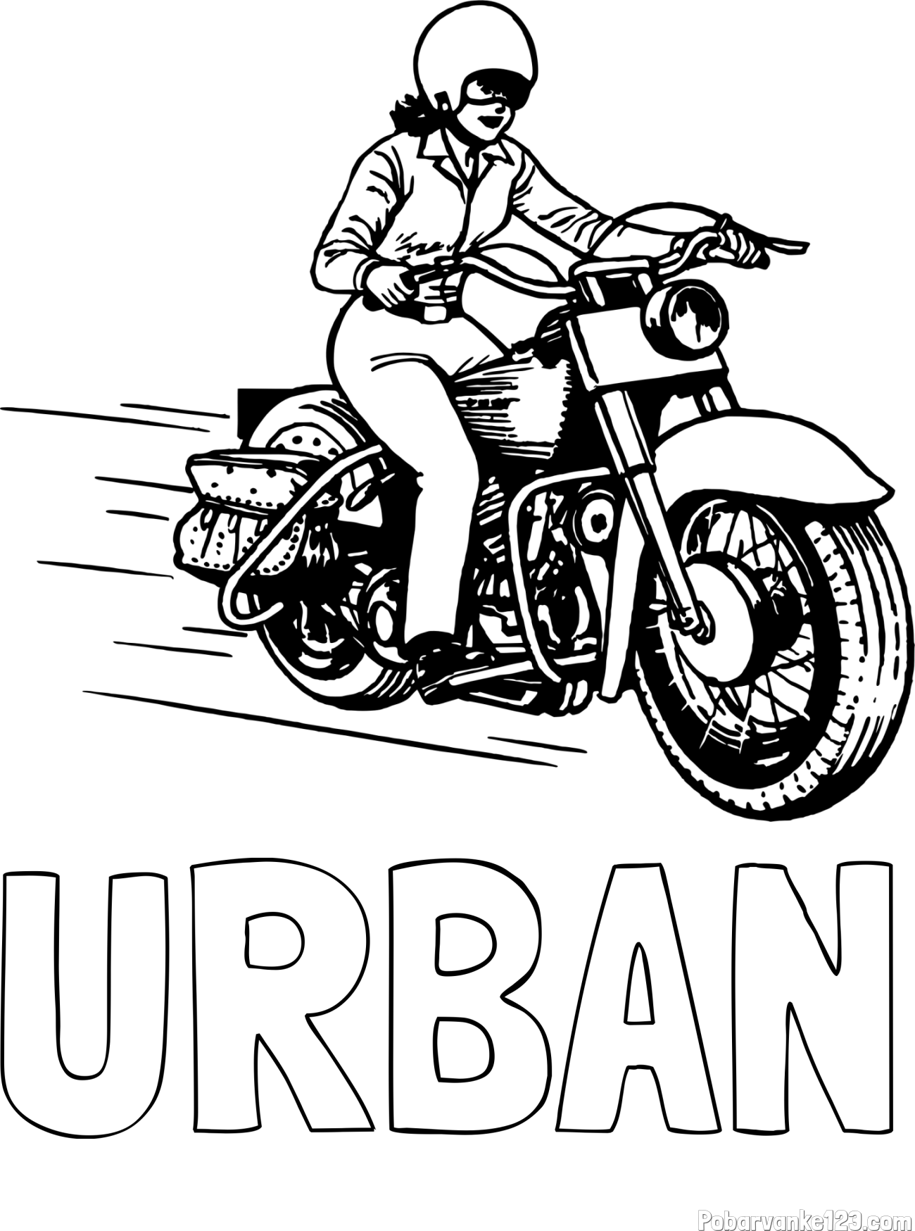 Pobarvanka imena URBAN in pobarvanka motorja ter motoristke