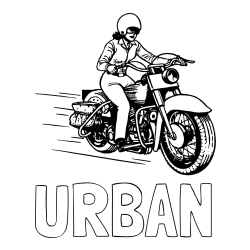 Online izdelana pobarvanka - Pobarvanka imena URBAN in pobarvanka motorja ter motoristke
