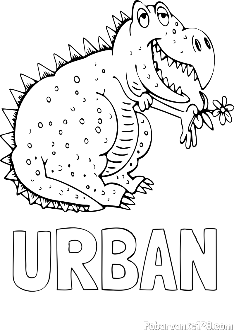 Pobarvanka imena URBAN in pobarvanka veselega dinozavra