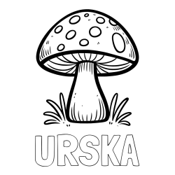 Online izdelana pobarvanka - Pobarvanka imena URŠKA in pobarvanka gobe
