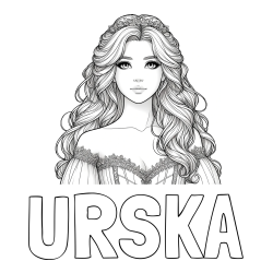 Online izdelana pobarvanka - Pobarvanka imena URŠKA in pobarvanka lepe princese