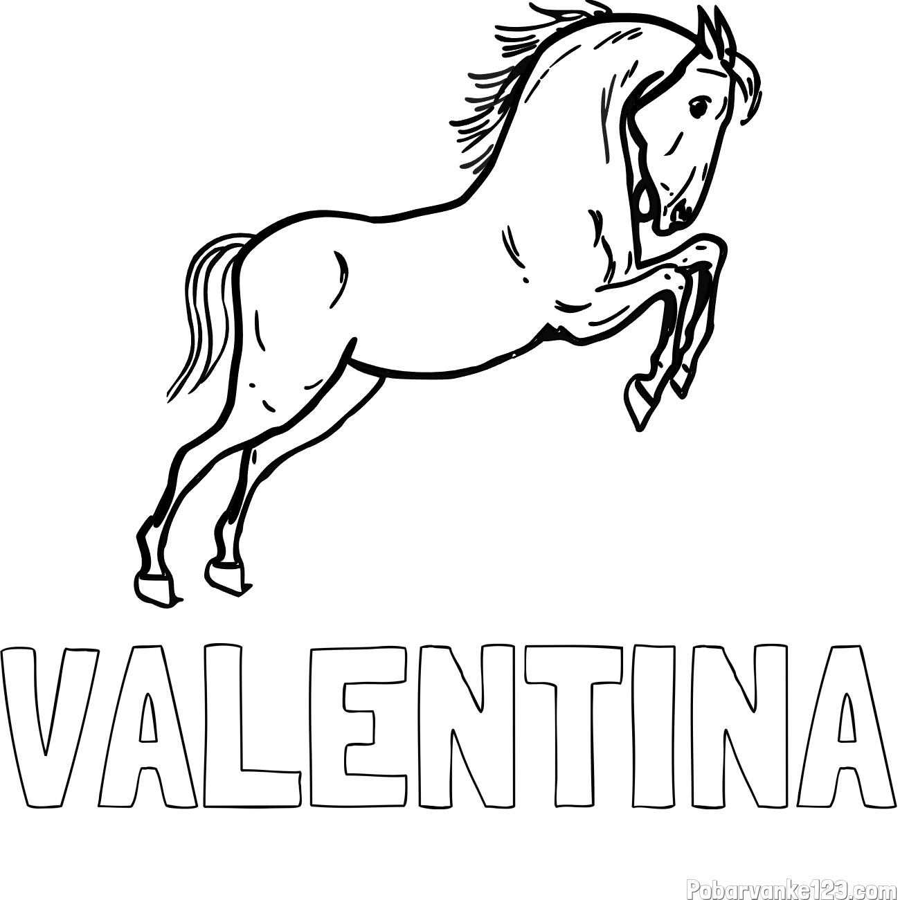 Pobarvanka imena VALENTINA in pobarvanka konja v skoku