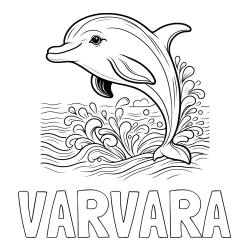Online izdelana pobarvanka - Pobarvanka imena VARVARA in pobarvanka ljubkega delfina