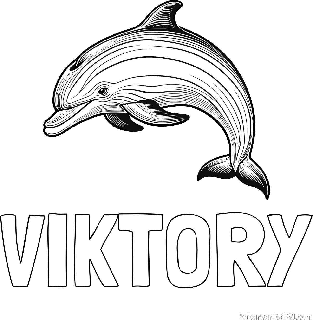 Pobarvanka imena VIKTORY in pobarvanka lepega delfina