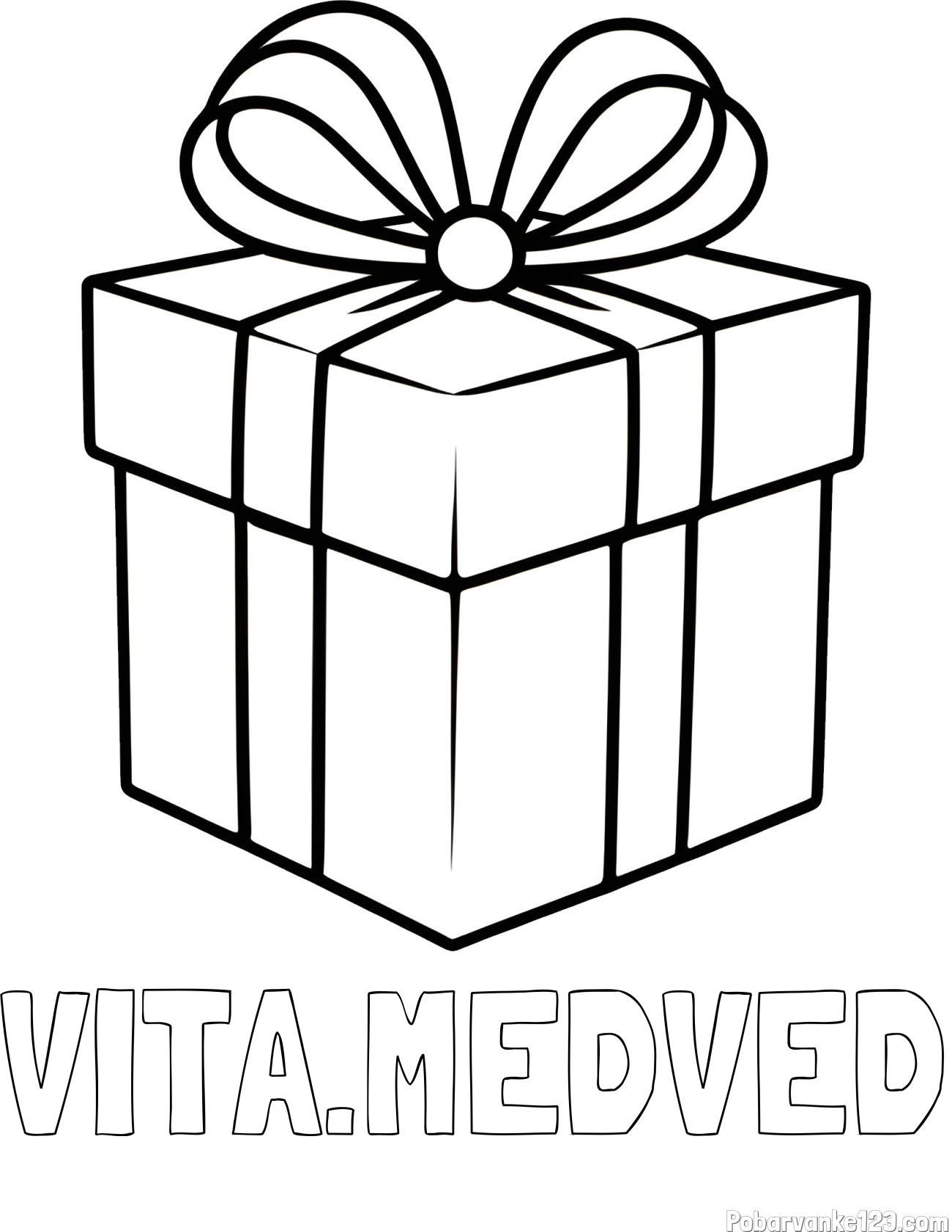 Pobarvanka imena VITA.MEDVED in pobarvanka preprostega darila