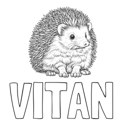 Online izdelana pobarvanka - Pobarvanka imena VITAN in pobarvanka nasmejanega ježa
