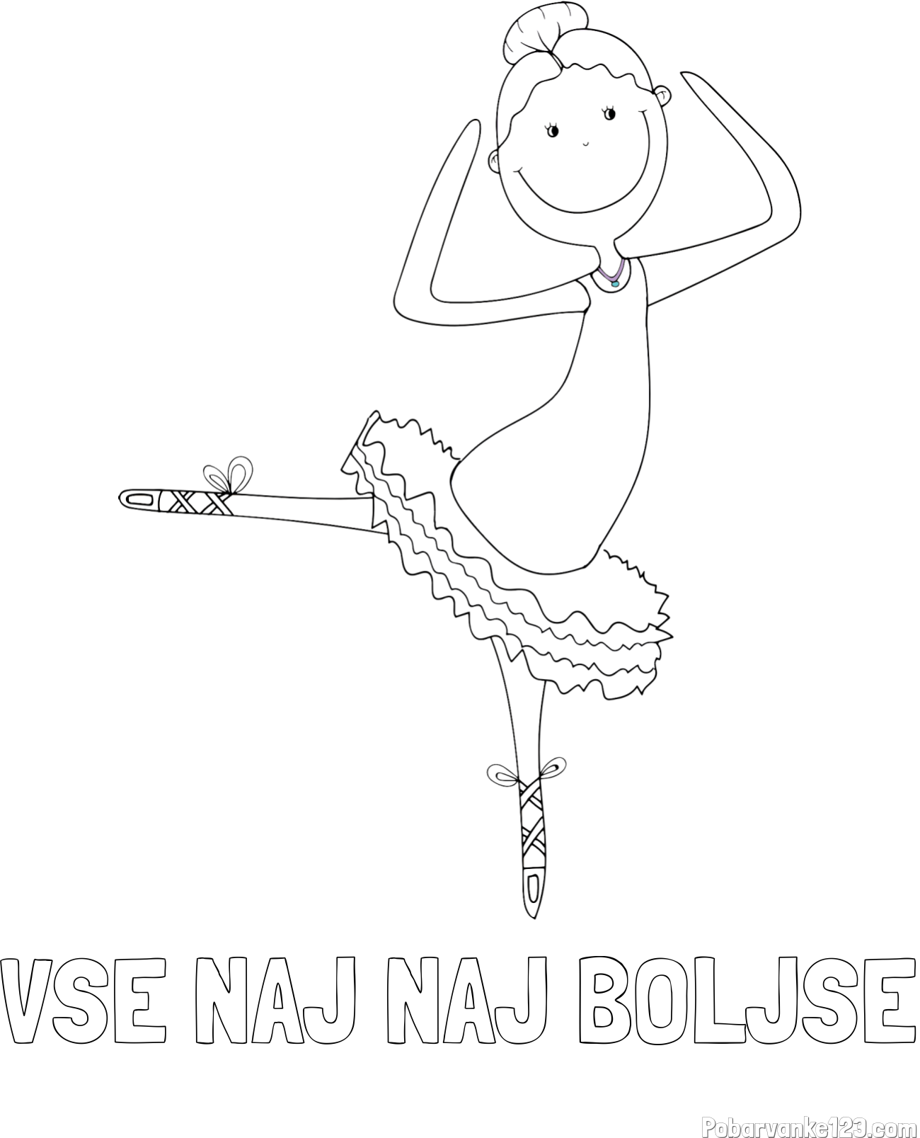 Pobarvanka imena VSE NAJ NAJ BOLJŠE in pobarvanka balerine