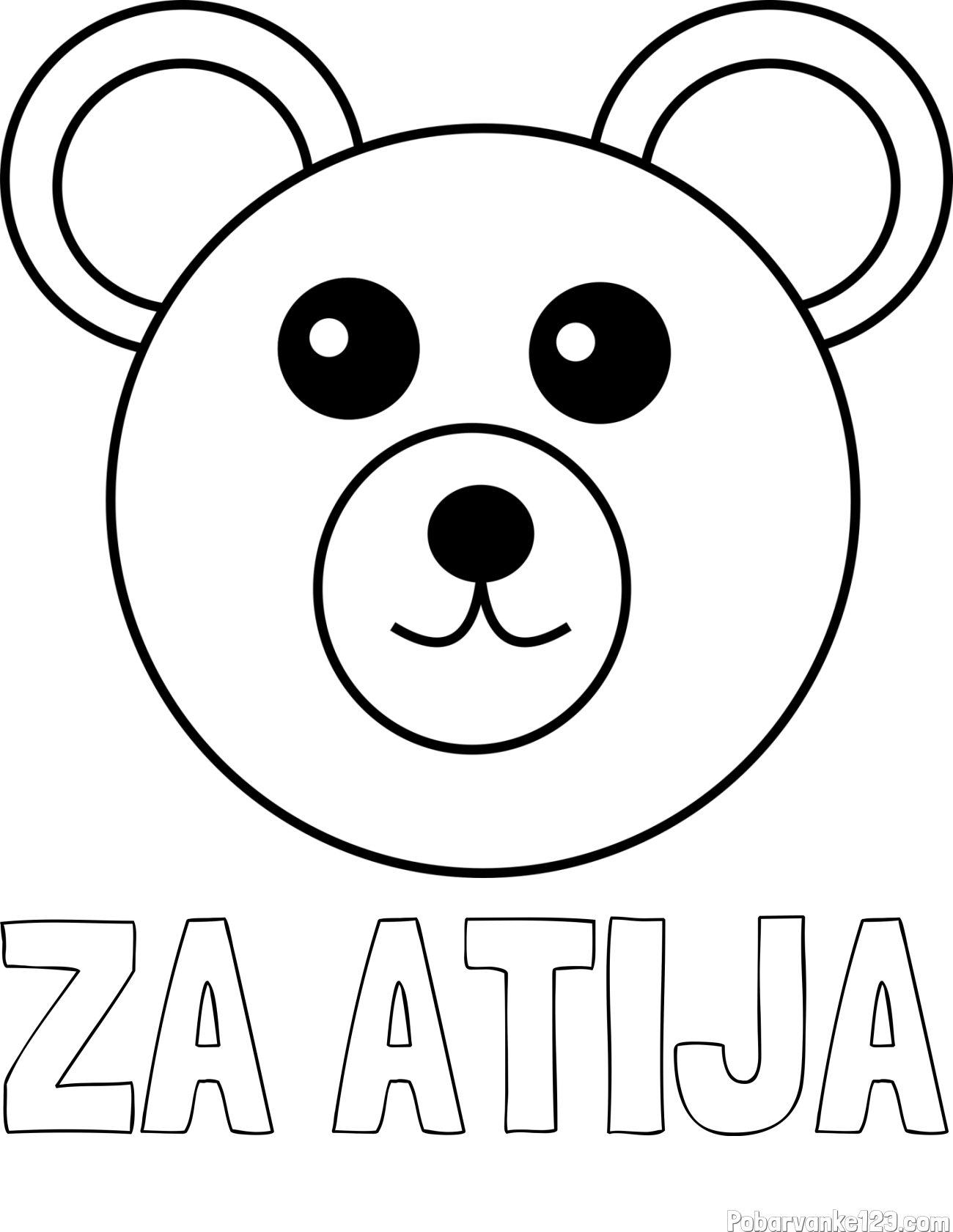 Pobarvanka imena ZA ATIJA in preprosta pobarvanka medvedka