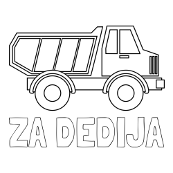 Online izdelana pobarvanka - Pobarvanka imena ZA DEDIJA in otroška pobarvanka tovornjaka za prevoz smeti in drugega tovora