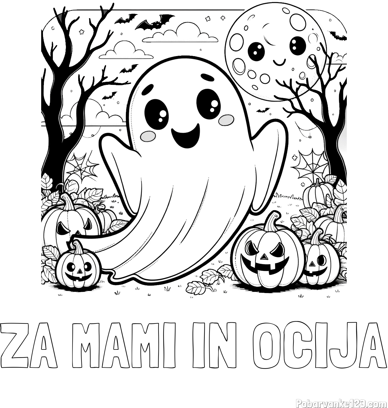 Pobarvanka imena ZA MAMI IN OČIJA in pobarvanka ljubkega duhca in buč za noč čarovnic
