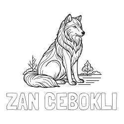 Pobarvanka imena ŽAN ČEBOKLI in pobarvanka sedečega volka